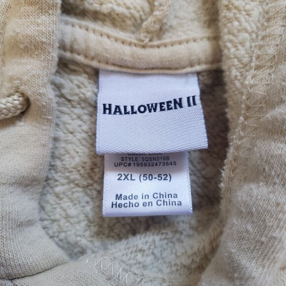 Halloween 2 Michael Myers Size 2XL Mens He's Back Cream Patchwork Hoodie Horror - Picture 3 of 8